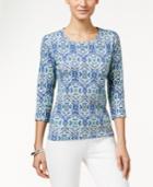 Charter Club Petite Tile-print Top, Only At Macy's