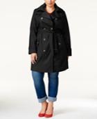 London Fog Plus Size All-weather Hooded Trench Coat