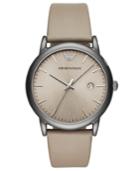 Emporio Armani Men's Taupe Leather Strap Watch 43mm