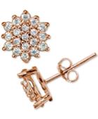 Giani Bernini Cubic Zirconia Pave Starburst Stud Earrings In 18k Rose Gold-plated Sterling Silver, Created For Macy's