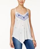 American Rag Embroidered Handkerchief-hem Tank Top, Only At Macy's