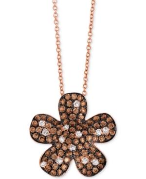 Le Vian Red Carpet Diamond Flower 18 Pendant Necklace (1-3/8 Ct. T.w.) In 14k Rose Gold
