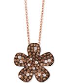 Le Vian Red Carpet Diamond Flower 18 Pendant Necklace (1-3/8 Ct. T.w.) In 14k Rose Gold