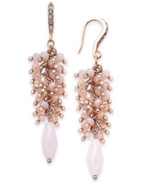 I.n.c. Rose Gold-tone Shaky Bead & Stone Drop Earrings, Created For Macy's