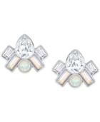 Swarovski Silver-tone Crystal Cluster And Imitation Pearl Reversible Stud Earrings