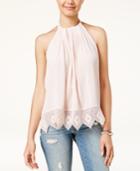 American Rag Juniors' Crochet-trim Halter Tunic Top, Created For Macy's