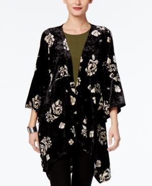 Ny Collection Velvet Floral-print Kimono