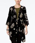 Ny Collection Velvet Floral-print Kimono