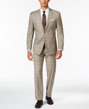 Marc New York By Andrew Marc Men's Classic-fit Tan Glen Plaid Suit