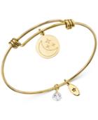 Unwritten Gold-plated Stainless Steel Moon Charm Bangle Bracelet
