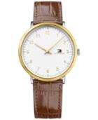 Tommy Hilfiger Men's Brown Embossed Leather Strap Watch 40mm 1791340