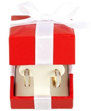Italian Gold Glitter Hoop Earrings In 14k Rose Gold, White Gold Or Gold