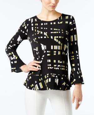 Alfani Printed Flounce-hem Top, Only At Macy's
