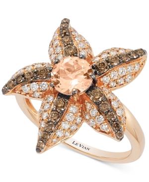 Le Vian Chocolatier Peach Morganite (5/8 Ct. T.w.) And Diamond (7/8 Ct. T.w.) Starfish Ring In 14k Rose Gold