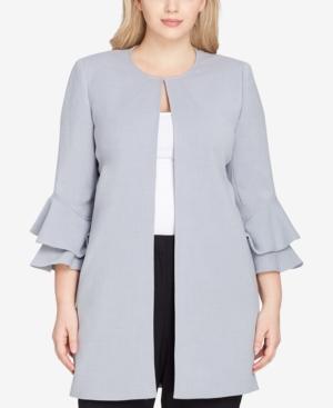Tahari Asl Plus Size Ruffled-sleeve Topper Jacket