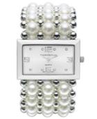 Charter Club Women's Silver-tone Imitation Pearl Stretch Bracelet 46mm