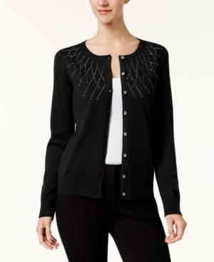 Karen Scott Studded Long-sleeve Cardigan, Created For Macy's
