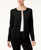 Karen Scott Studded Long-sleeve Cardigan, Created For Macy's
