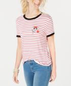 Rebellious One Juniors' Frenchie Striped Ringer T-shirt