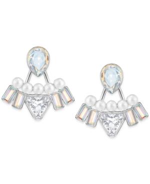 Swarovski Silver-tone Imitation Pearl And Crystal Earring Jackets