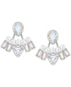 Swarovski Silver-tone Imitation Pearl And Crystal Earring Jackets