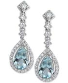 Aquamarine (1-5/8 Ct. T.w.) & Diamond (3/8 Ct. T.w.) Drop Earrings In 14k White Gold