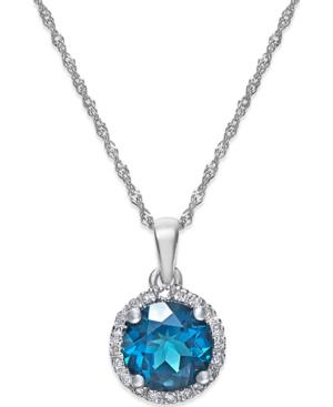 London Blue Topaz (1-1/2 Ct. T.w.) And Diamond Accent Pendant Necklace In 14k White Gold