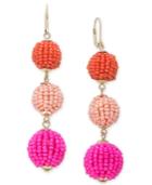 Inc International Concepts Gold-tone Colored Bead Triple Drop Earrings, Only At Macy's