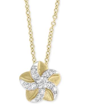 Effy Kidz Children's Diamond Accent Flower 16 Pendant Necklace In 14k Yellow Gold
