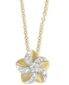 Effy Kidz Children's Diamond Accent Flower 16 Pendant Necklace In 14k Yellow Gold