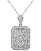 Diamond (1/5 Ct. T.w.) Tile 18 Pendant Necklace In Sterling Silver
