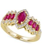 Effy Final Call Ruby (1-1/3 Ct. T.w.) And Diamond (5/8 Ct. T.w.) Ring In 14k Gold