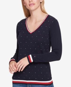 Tommy Hilfiger Cotton Embellished Sweater, Created For Macy's