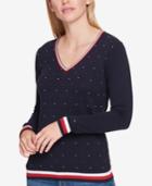 Tommy Hilfiger Cotton Embellished Sweater, Created For Macy's