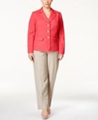 Le Suit Plus Size Three-button Colorblocked Pantsuit