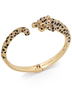 Kate Spade New York Gold-tone Yellow Pave & Jet Stone Cheetah Hinged Cuff Bracelet