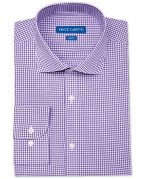 Vince Camuto Men's Slim-fit Stretch Purple Gingham Dress Shirt