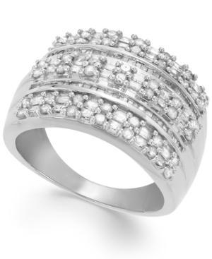 Diamond Ring, Sterling Silver Diamond Multi-row Ring (1 Ct. T.w.)