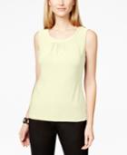 Tahari Asl Sleeveless Pleat-neck Top