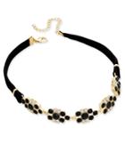 Inc International Concepts Gold-tone Black And Clear Crystal Velvet Choker Necklace, Only At Macy's