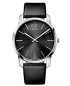 Calvin Klein Watch, Men's Swiss City Black Leather Strap 43mm K2g21107