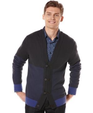 Perry Ellis Sweater, Colorblocked Cardigan