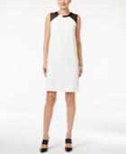 Alfani Faux-leather-trim Dress, Only At Macy's