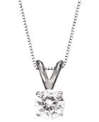 Solitaire Diamond Pendant Necklace In 14k White Gold (3/4 Ct. T.w.)