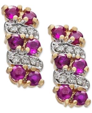Ruby (5/8 Ct. T.w.) & Diamond Accent Drop Earring In 14k Gold