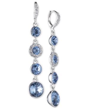 Givenchy Silver-tone Blue Crystal Linear Drop Earrings