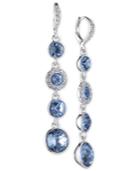 Givenchy Silver-tone Blue Crystal Linear Drop Earrings