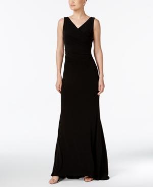 Calvin Klein Surplice Ruched Gown