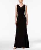 Calvin Klein Surplice Ruched Gown