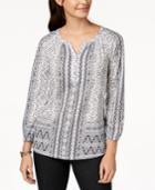 Style & Co Split-neck Blouson Top, Created For Macy's